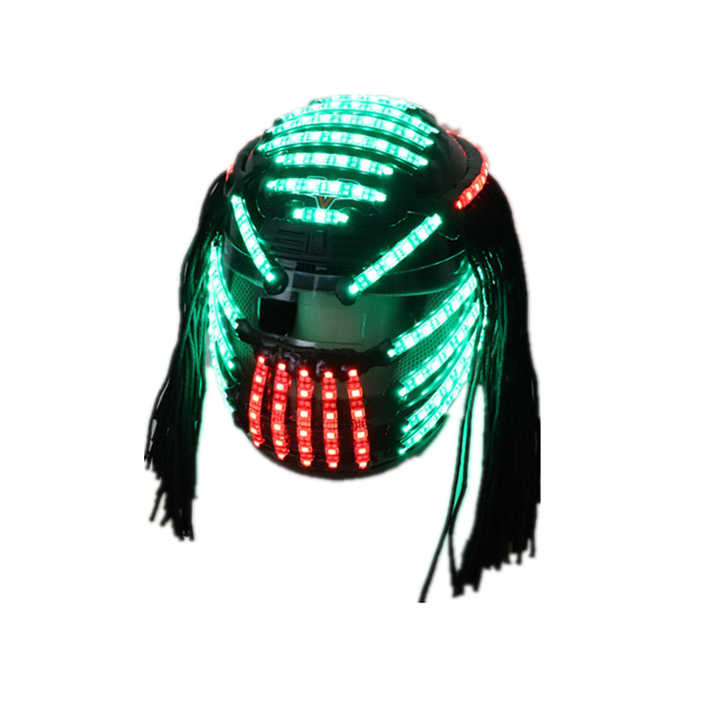 LED Helmet Monochrome Full Color Luminous Racing Helmets RGB Waterfall Effect Glowing Party DJ Robot