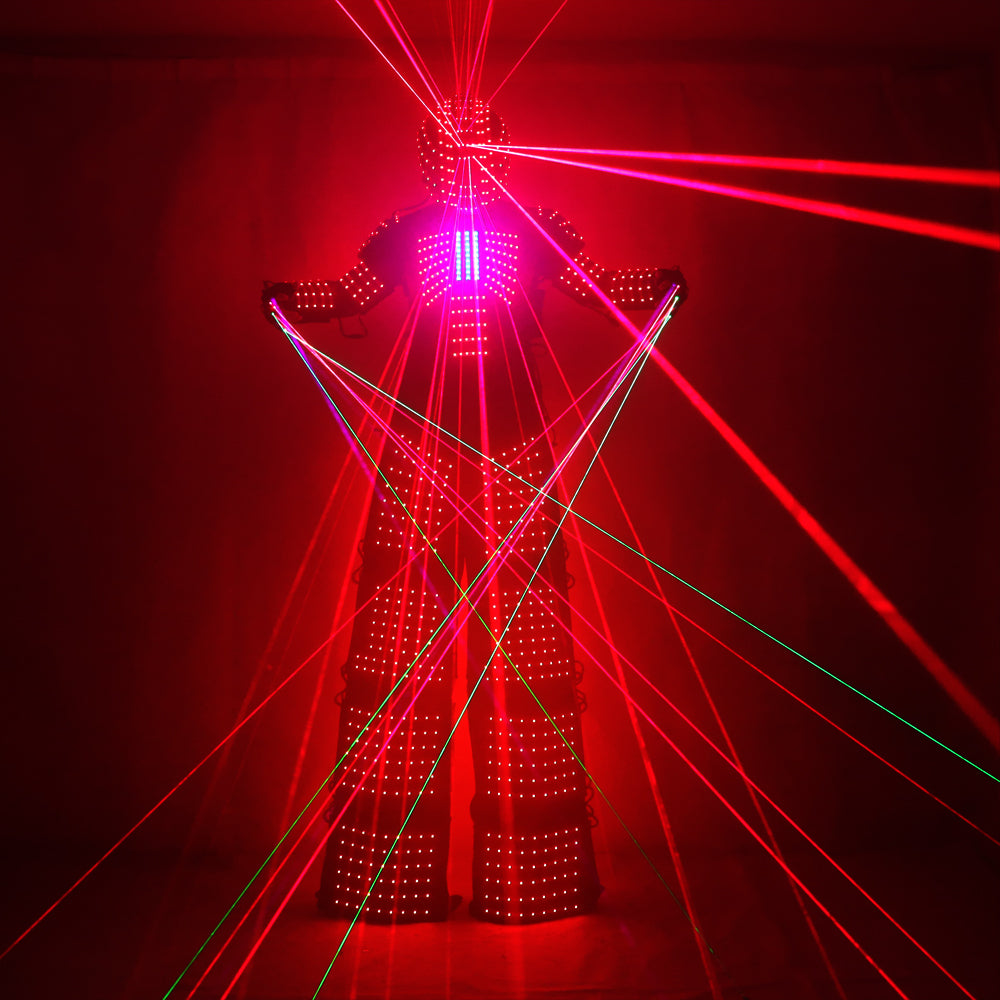 LED-Roboteranzüge Roboterkostüm David Guetta LED-Roboteranzug mit Laserhelmhandschuhen Beleuchtete Kryoman-Roboter-Led-Stelzen-Kleidung