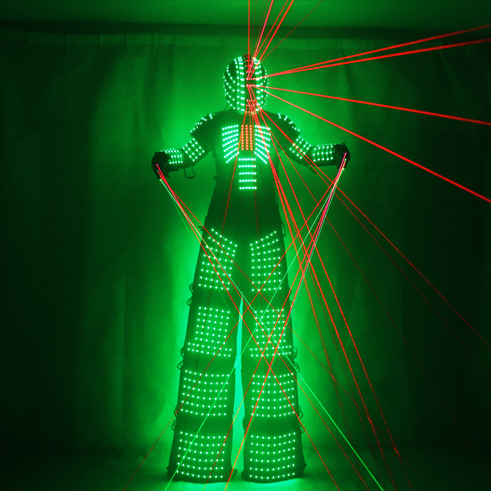 LED-Roboteranzüge Roboterkostüm David Guetta LED-Roboteranzug mit Laserhelmhandschuhen Beleuchtete Kryoman-Roboter-Led-Stelzen-Kleidung