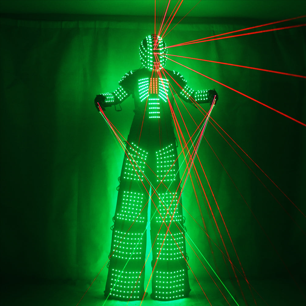 LED Robot Suits Robot Costume David Guetta LED Robot Suit with Laser Helmet Gloves  Illuminated Kryoman Robot Led Stilts Clothes