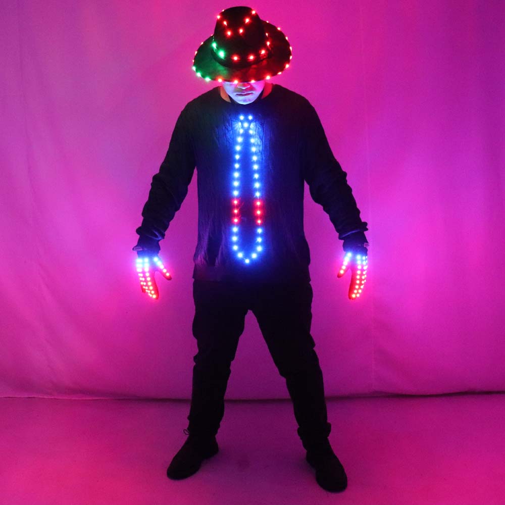 LED Blinking Sequin Jazz Hat Cap Bow Tie Wear Props Easter Wedding Birthday Party Ramadan Decoration