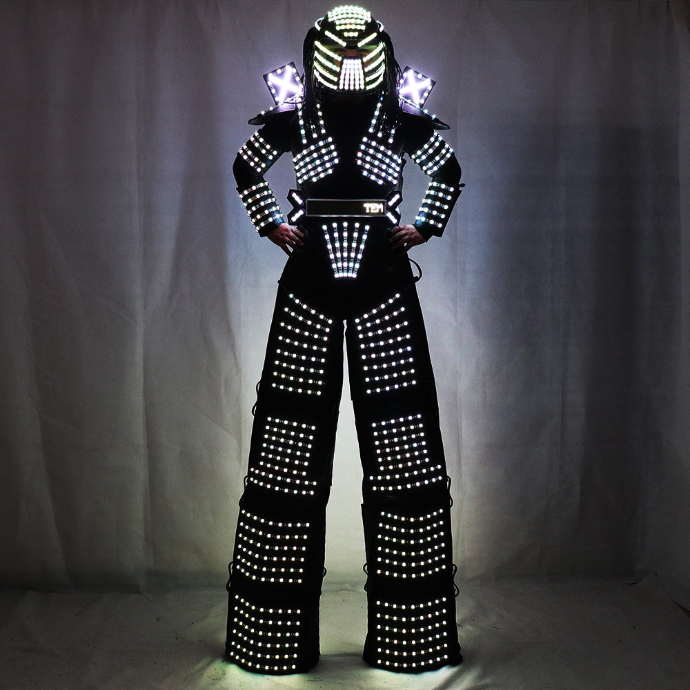 Robot de Traje De CONDUJO paseante de zancos CONDUJO traje del pleito del robot ligero que viste acontecimiento traje de Kryoman robot de Disfraz De conducido