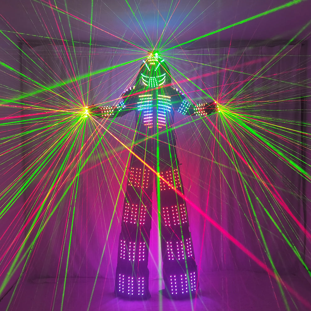 Traje LED Robot Costume Clothes Stilt Walking Luminous Suit Jacket with Laser Gloves Helmet for Bar DJ Music Festivals