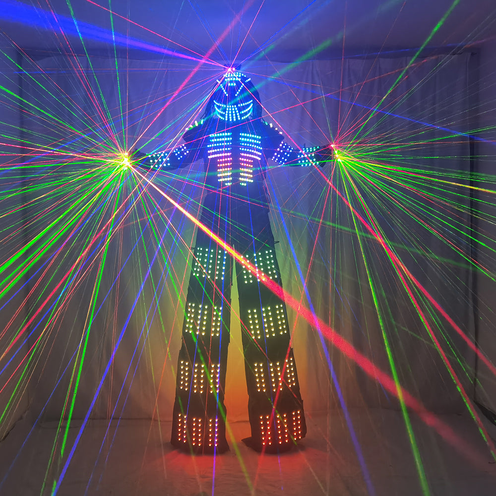 Traje LED Robot Costume Clothes Stilt Walking Luminous Suit Jacket with Laser Gloves Helmet for Bar DJ Music Festivals