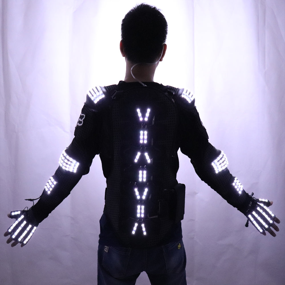Fashion LED Armor Light Up Jackets Costume Glove Glasses Led Outfit Clothes Led Suit for LED Robot Suits