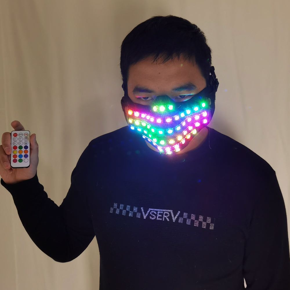 LED Rgb Mutilcolor Light Mask Héroe de la cara Dj Mask Party Halloween cumpleañera Mascarillas de colores LED para mostrar