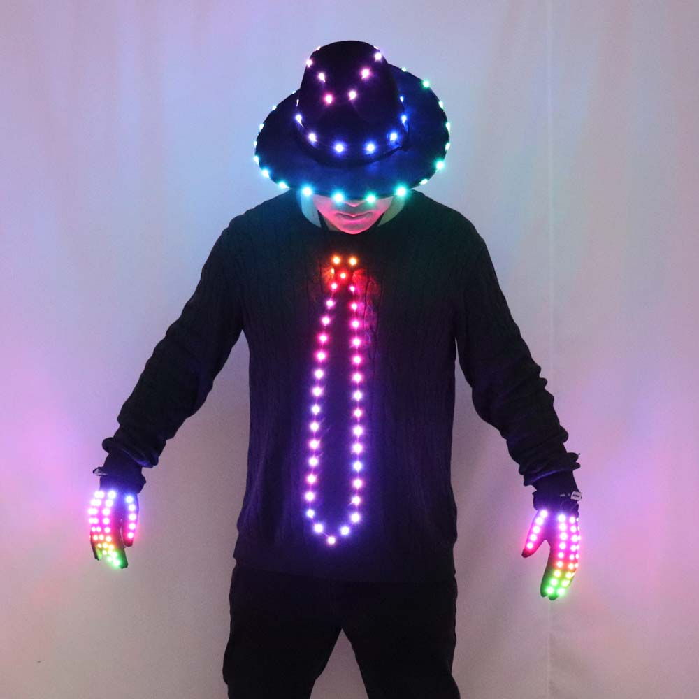 LED Blinking Sequin Jazz Hat Cap Bow Tie Wear Props Easter Wedding Birthday Party Ramadan Decoration