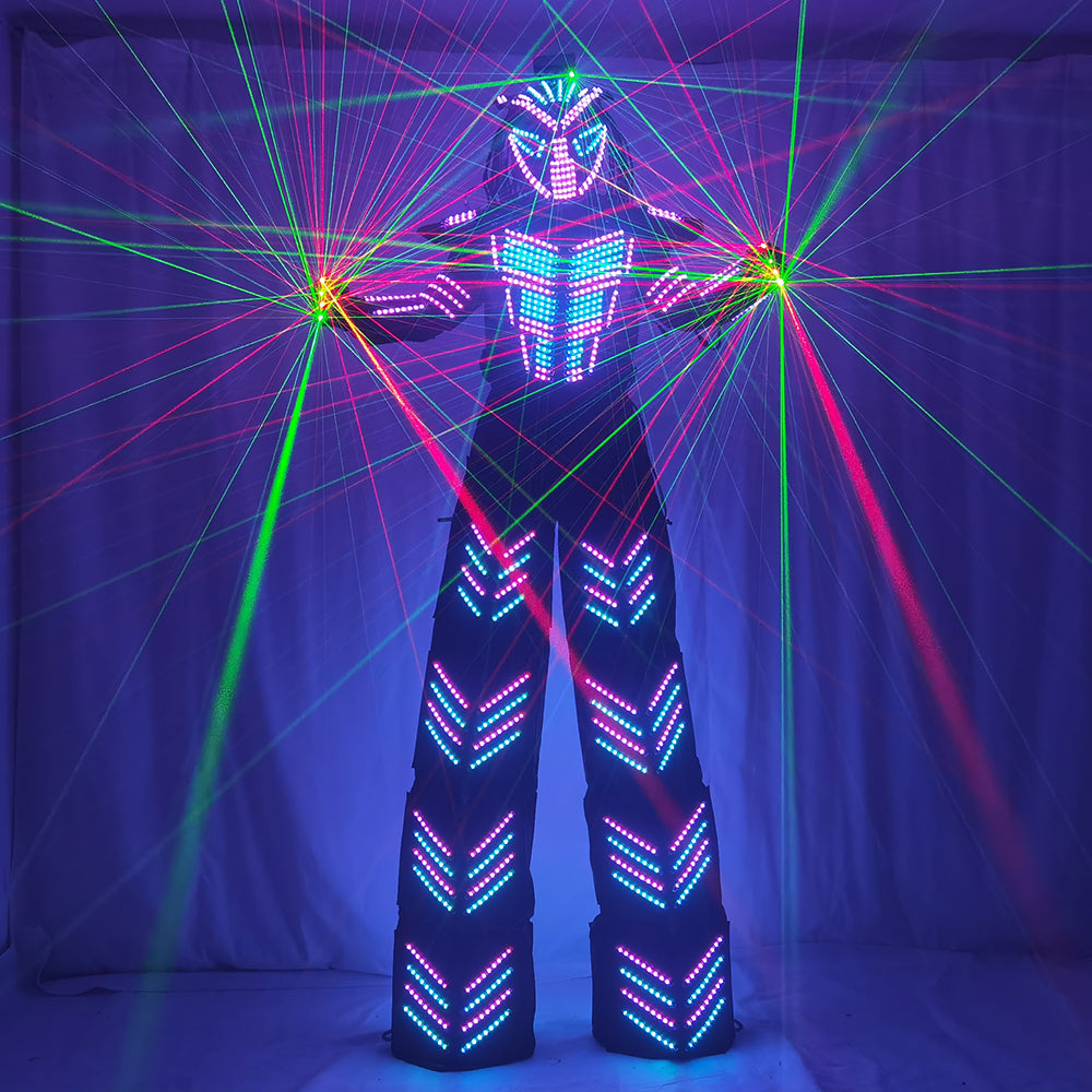 LED Robot Suits Luminous Costume David Guetta LED Robot Suit Illuminated Kryoman Robot Led Stilts Clothes