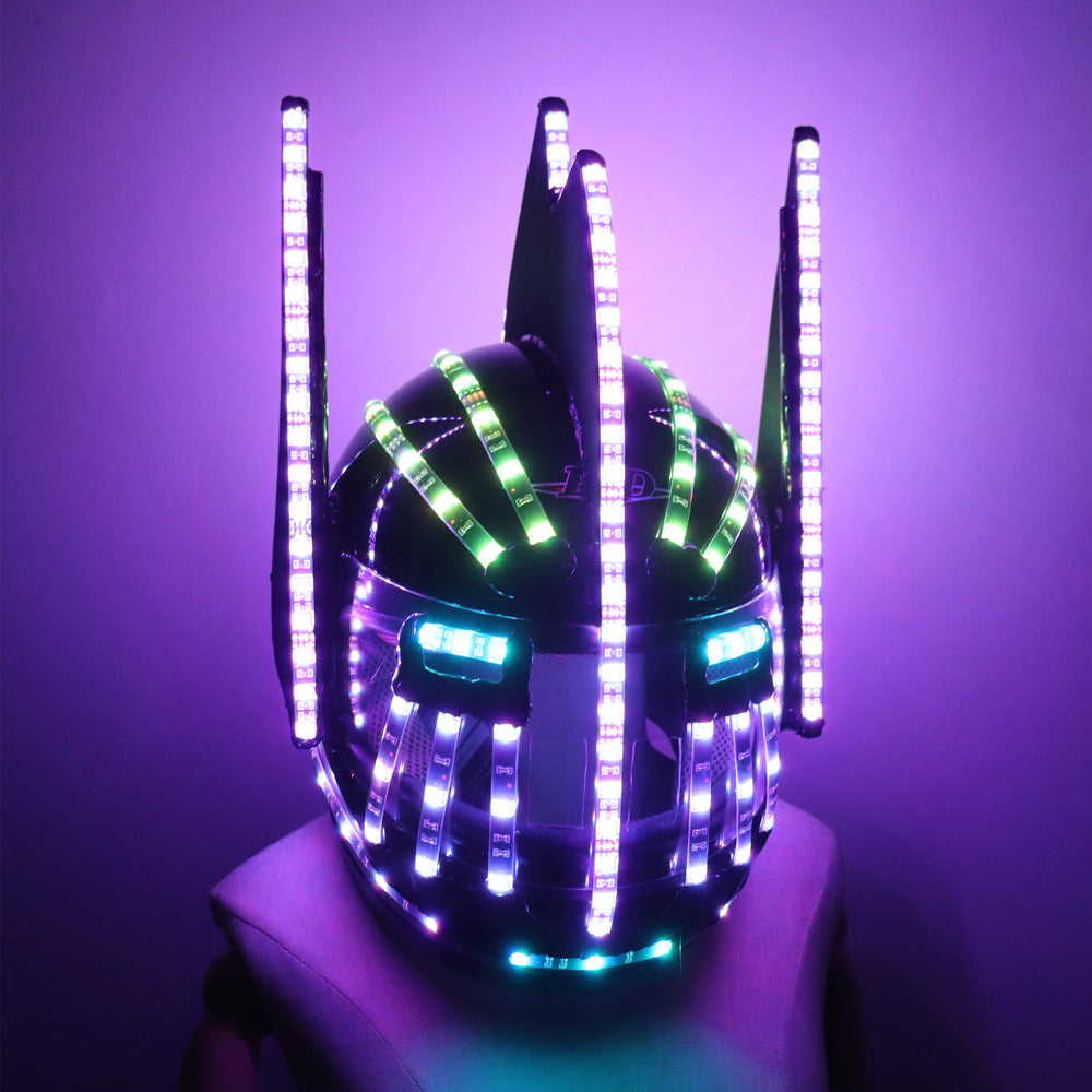 Cascos LED Moda Carpa intermitente luminosa Casco brillante Cascada Flujo LED Robot Casco Trajes Accesorios