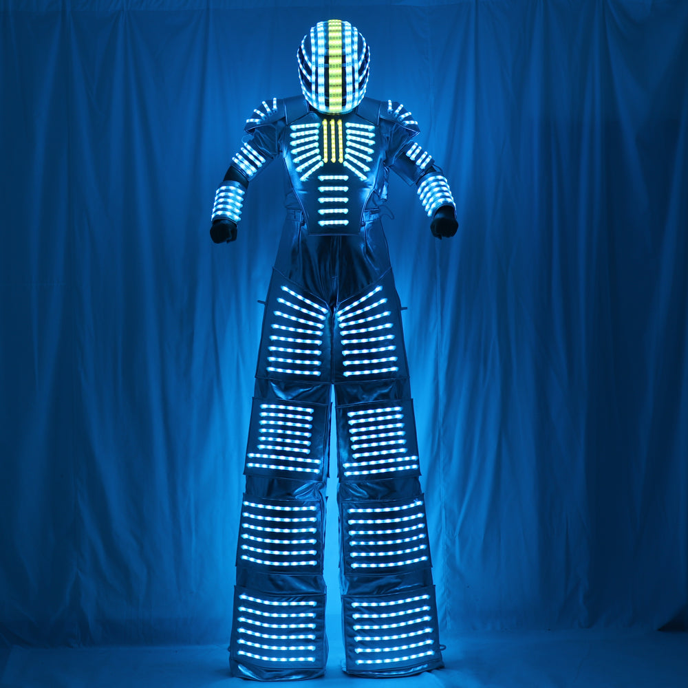 LED Luminous Robot Costume David Guetta Robot Suit Performance Illuminated Kryoman Robotled Stilts Clothes Luminous Costumes