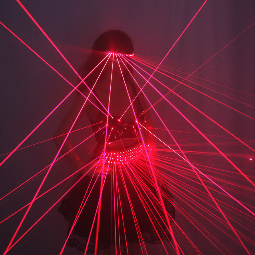 Rosso LED Abbigliamento Laser Suits Laser Bra Sexy Ragazza Laser Occhiali per Night Performers