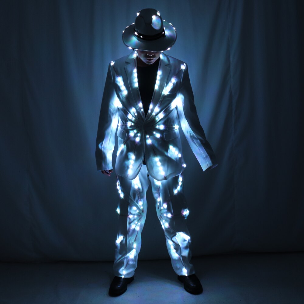 Full Color LED Suit Costumes Clothes Lights Luminous Stage Dance Performance Show Dress Growing Light Up Armor for Night Club