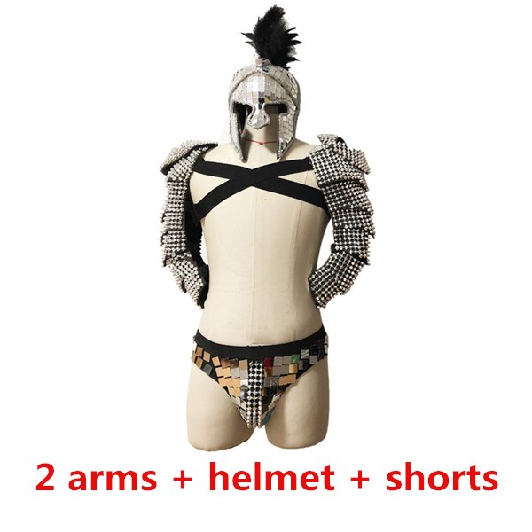 Festival Outfit Männer römischen Ritter Cosplay Kostüm GoGo Tänzer Kostüm Party Bühne handgemachte Spiegel Kostüm Nachtclub