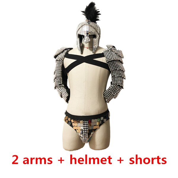 Festival Outfit Men Roman Knights Cosplay Costume GoGo Dancer Costume Party Stage Handmade Mirror Costume Nightclub