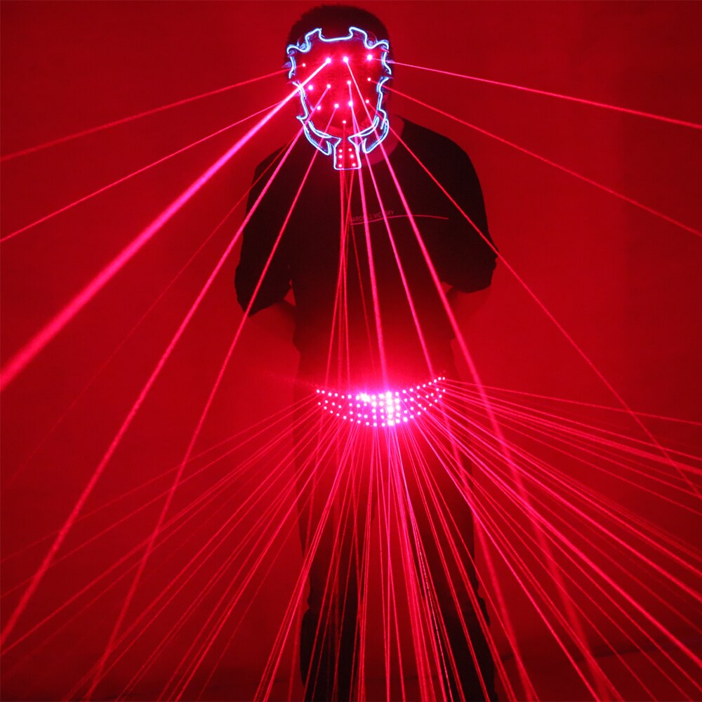 Red Laser Belt Mask LED Glowing Girdle Dj Disco Dance Clothing Ballroom Singer Disco Laser Man Vest Suit