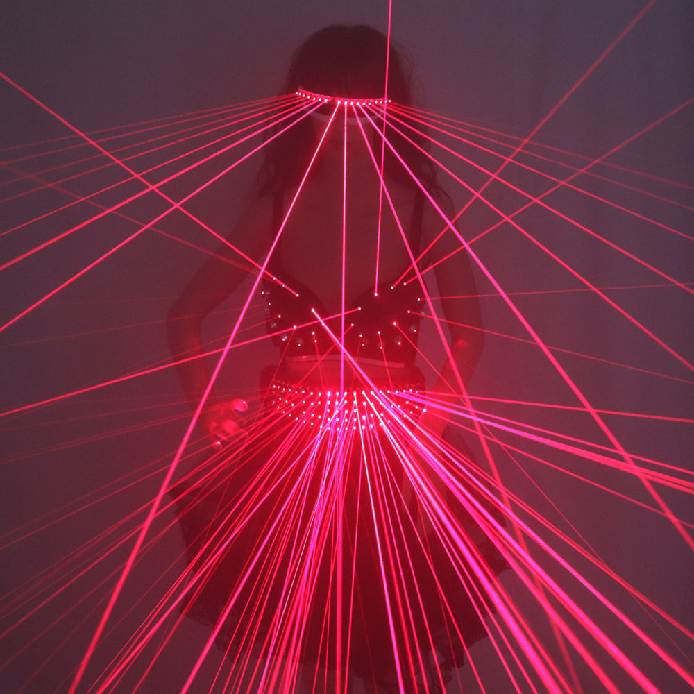 Rosso LED Abbigliamento Laser Suits Laser Bra Sexy Ragazza Laser Occhiali per Night Performers