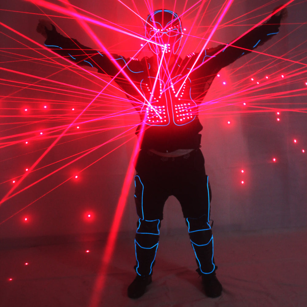 Laser Robot Suits Red Laser Waistcoat LED Clothes EL Wire Glowing Suit American Talent Show