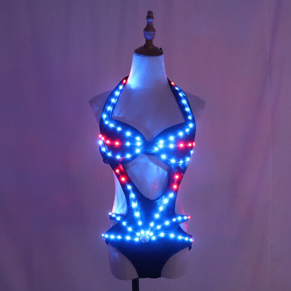 Full Color Pixel LED Lights Jacket Coat Jazz Bar Ds New Sexy Suit Dj Bikini Nightclub Gogo Lead Dancer Group Dance Costume