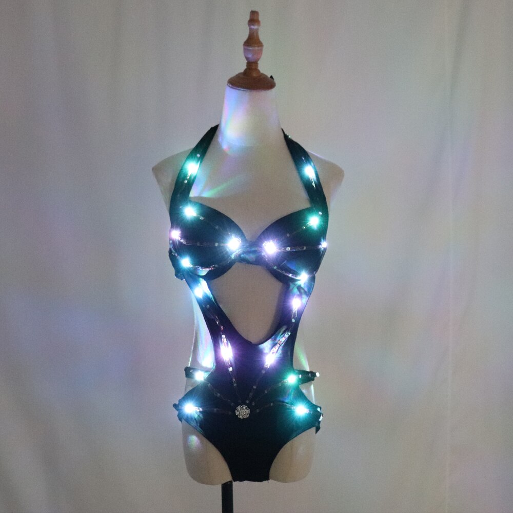 Full Color Pixel LED Lights Jacket Coat Jazz Bar Ds New Sexy Suit Dj Bikini Nightclub Gogo Lead Dancer Group Dance Costume