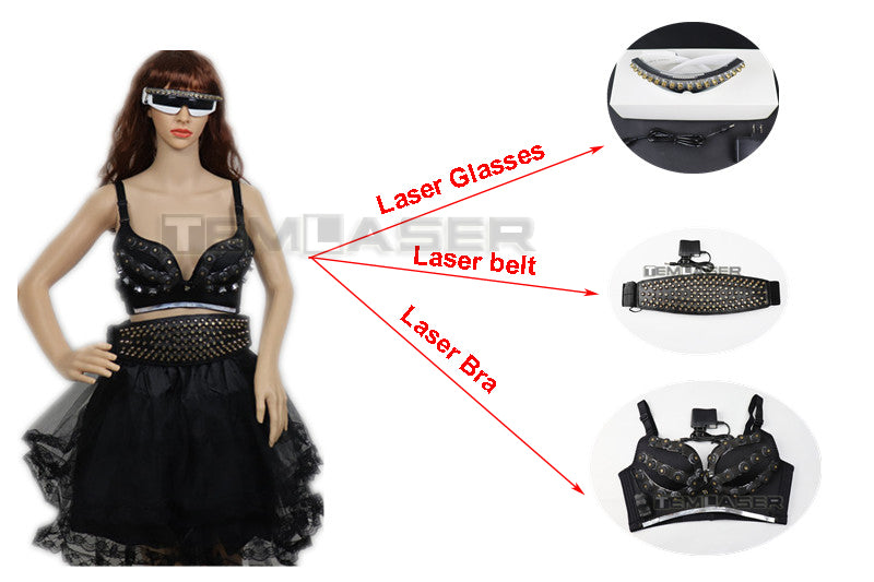 Rosso LED Abbigliamento Laser Suits Laser Bra Sexy Ragazza Laser Occhiali per Night Performers