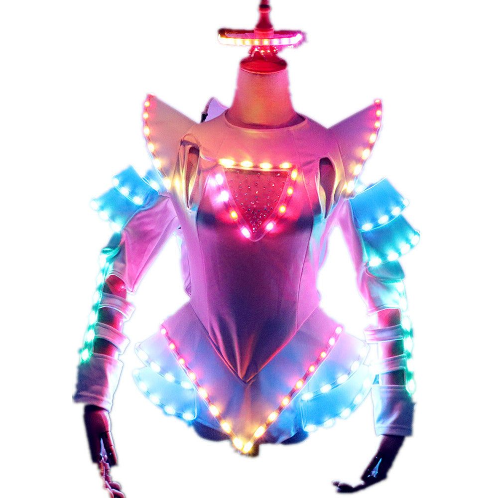 LED Female Warrior Suits Luminous Costume Suits Light Clothing for Women Ballroom Dance Glowing Dress China Ladies Accessories