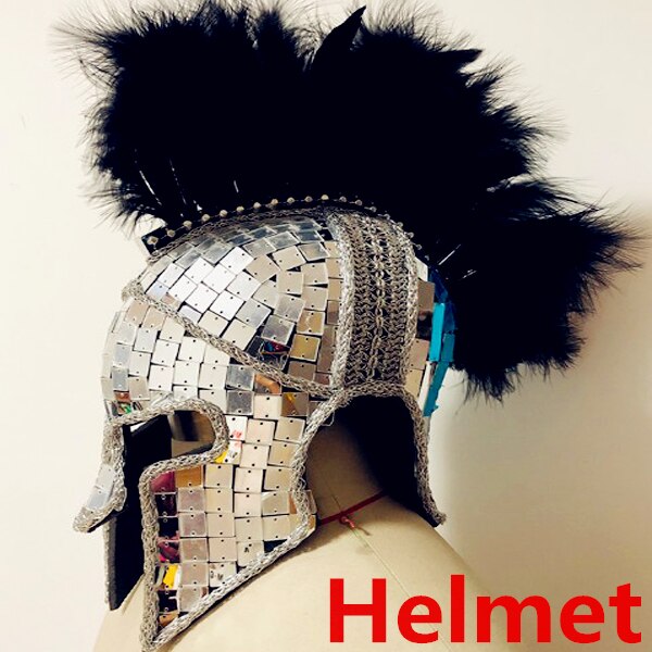 Festival Outfit Männer römischen Ritter Cosplay Kostüm GoGo Tänzer Kostüm Party Bühne handgemachte Spiegel Kostüm Nachtclub