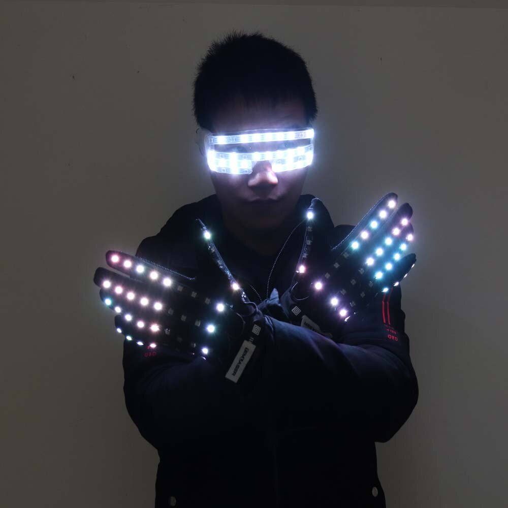 Flashing Gloves Glow 360 Mode LED Rave Light Finger Lighting Mitt Party Supplies Glowing Up Glove Glasses Party Decor