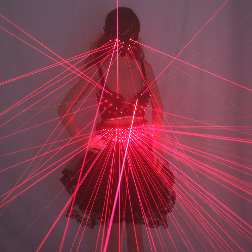 Lady Abbigliamento Laser Reggiseno e cintura Laser Laser rosso per night club Led da donna luminoso Vestito laser Show