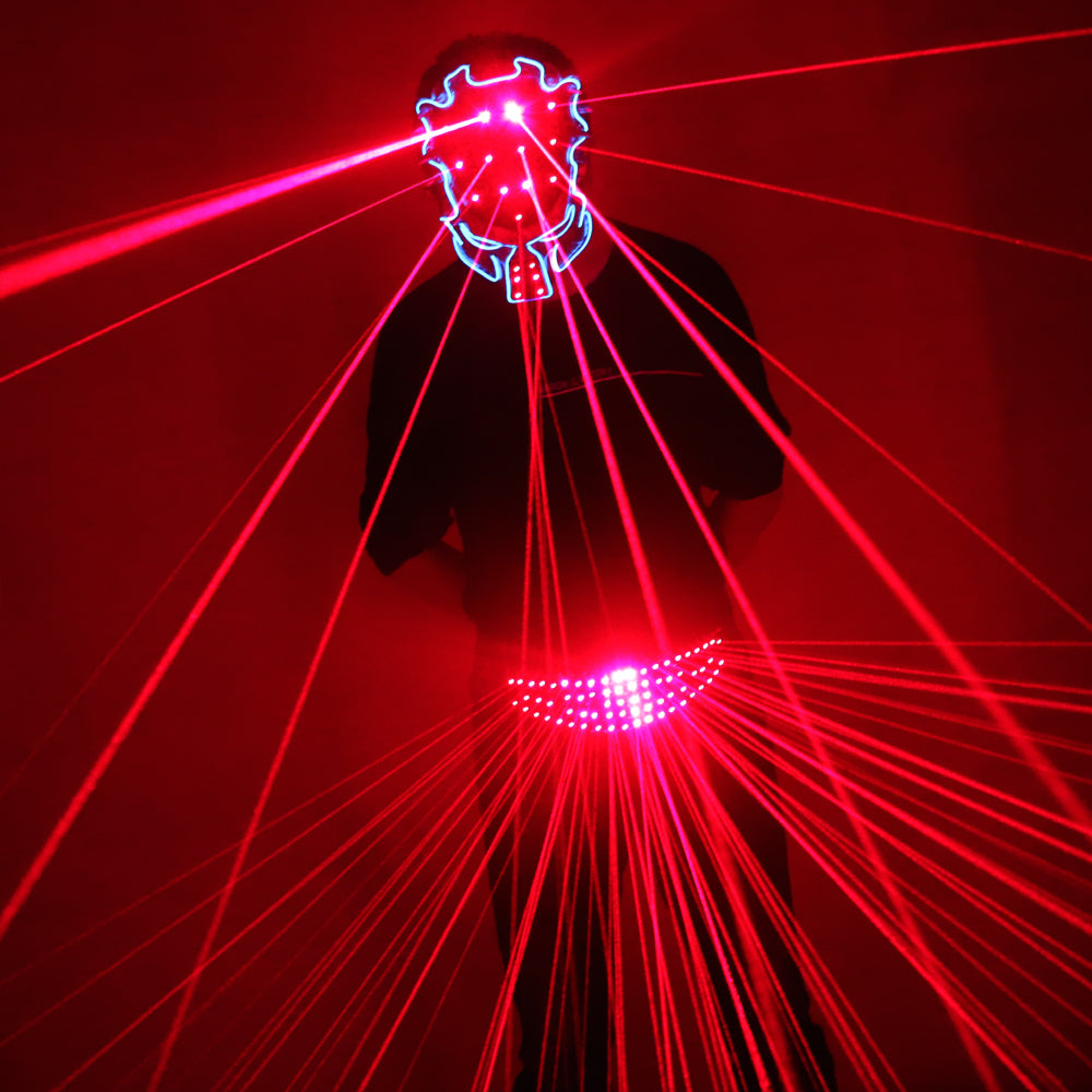Red Laser Belt Mask LED Glowing Girdle Dj Disco Dance Clothing Ballroom Singer Disco Laser Man Vest Suit