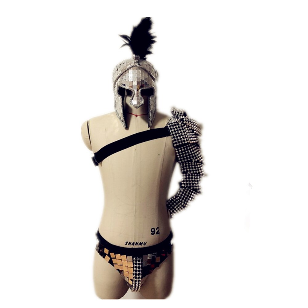Festival Outfit Männer römischen Ritter Cosplay Kostüm GoGo Tänzer Kostüm Party Bühne handgemachte Spiegel Kostüm Nachtclub