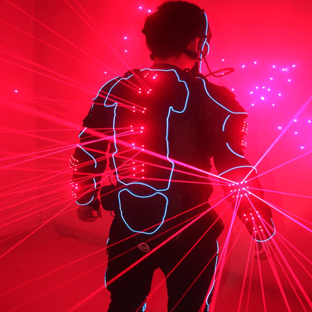 Laser Robot Suits Red Laser Waistcoat LED Clothes EL Wire Glowing Suit American Talent Show