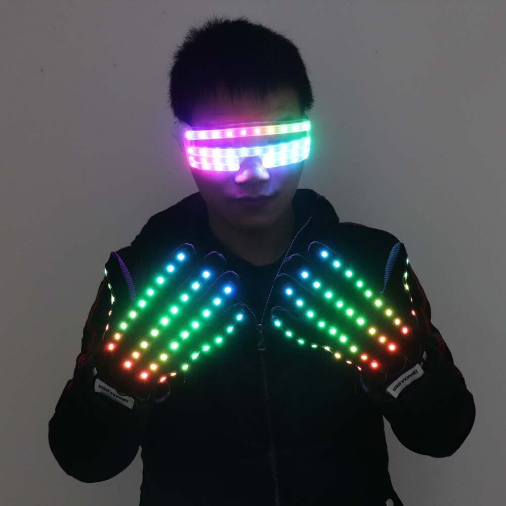 Flashing Gloves Glow 360 Mode LED Rave Light Finger Lighting Mitt Party Supplies Glowing Up Glove Glasses Party Decor