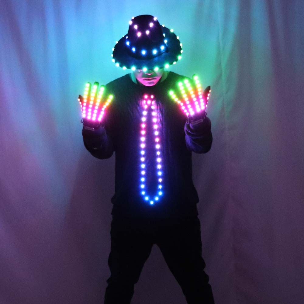 LED Blinking Sequin Jazz Hat Cap Bow Tie Wear Props Easter Wedding Birthday Party Ramadan Decoration