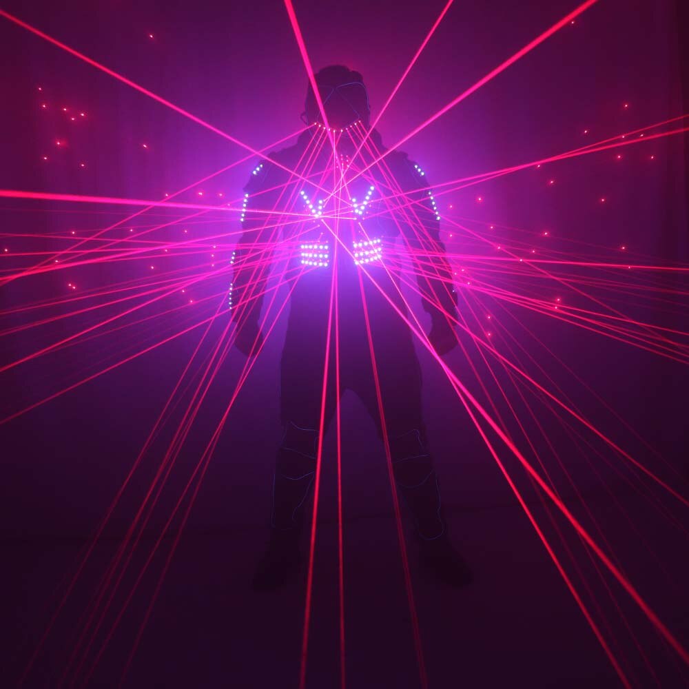 Red Laser Battle Suit LED Costumes Clothes Bar Nightclub DJ Lights Luminous Stage Dance Performance