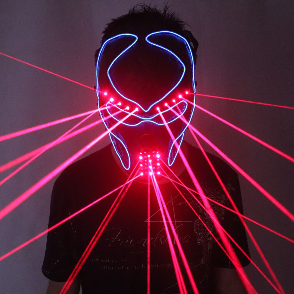 Red Laser Mask Luminous Light Up Laserman Face Mask Laser Show Halloween Masks