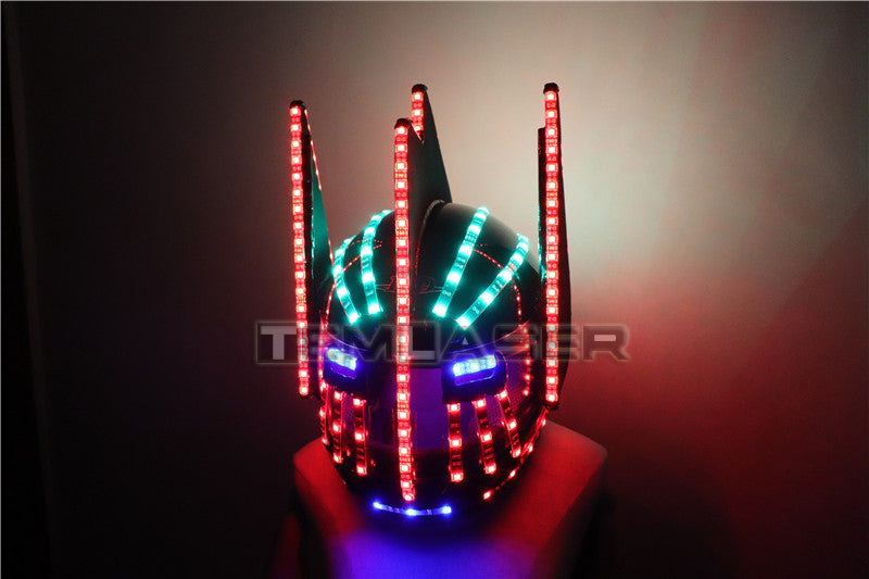 Cascos LED Moda Carpa intermitente luminosa Casco brillante Cascada Flujo LED Robot Casco Trajes Accesorios