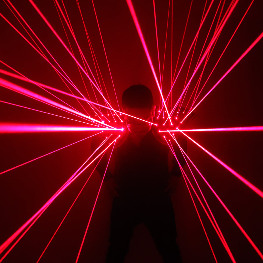 Roter Laseranzug, LED-Weste, leuchtende Weste Laserhandschuhe Brille für Lasershow