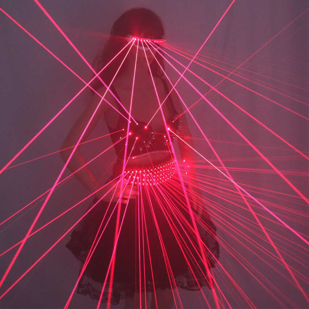 Rosso LED Abbigliamento Laser Suits Laser Bra Sexy Ragazza Laser Occhiali per Night Performers