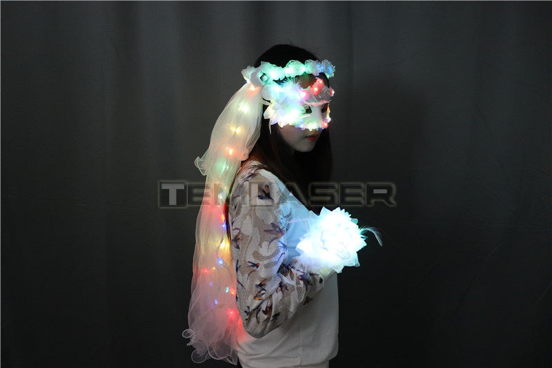 Colour LED Glowing Wreaths Veil Music Festival Party Veil Princess Hair Ornaments