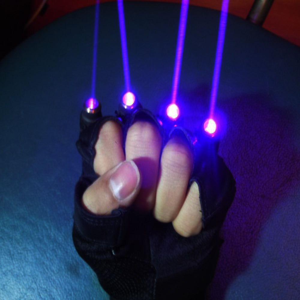 Violet Blue Laser Gloves with 4pcs 405nm Laser Stage Gloves for DJ Club Party Show