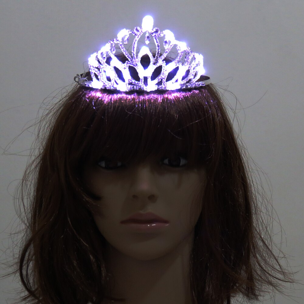 Blinking Hair Band LED Crown Headband Flashing Luminous Headwear Supplies Rhinestone Crown