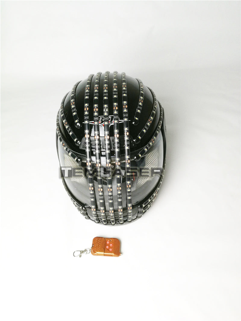 White Strobe LED Helm LED Leuchtende Kostüme Drahtlose Fernbedienung Roboter Lasertanz Performances