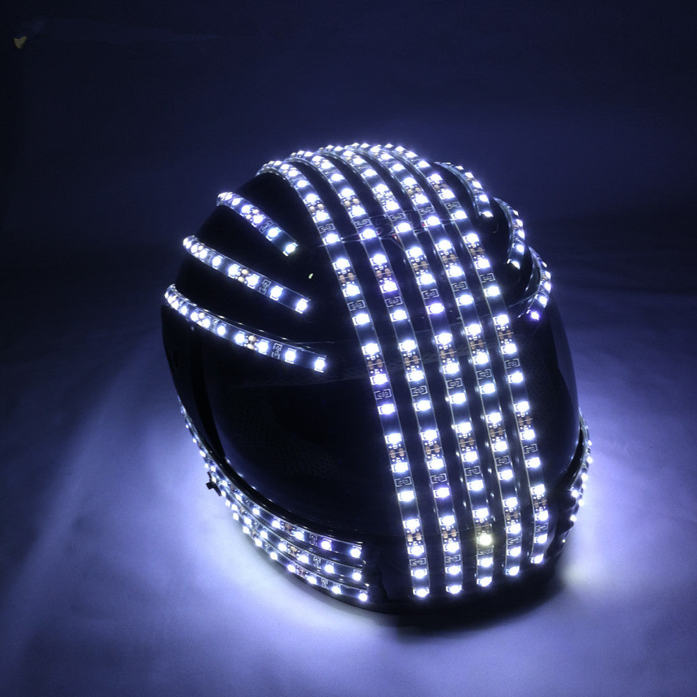 White Strobe LED Helmet LED Luminous Costumes Wireless Remote Control  Robot Laser Dance Performances