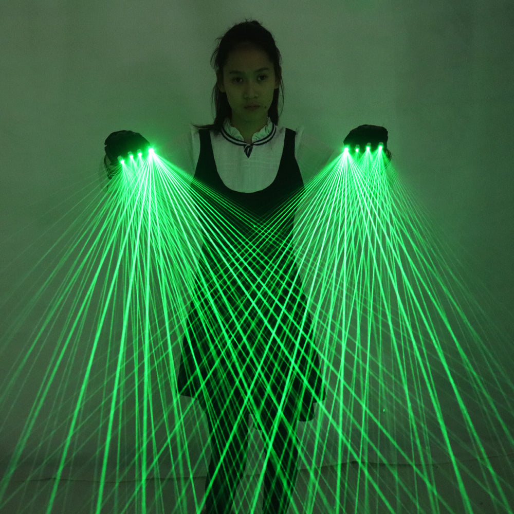 2 en 1 gants laser vert multi-lignes LED gants laser lunettes lumineuses, pour LED Robot Suit robe lumineuse Bar Party Music Festiv