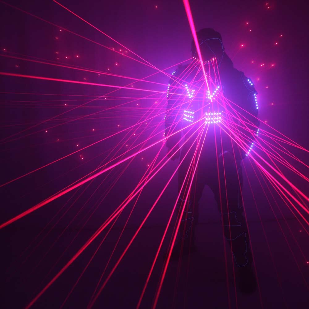 Red Laser Battle Suit LED Costumes Clothes Bar Nightclub DJ Lights Luminous Stage Dance Performance