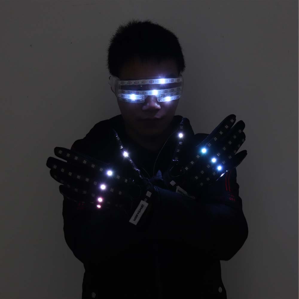 Flashing Gloves Glow 360 Mode LED Rave Light Finger Lighting Mitt Party Supplies Glowing Up Glove Glasses Party Decor