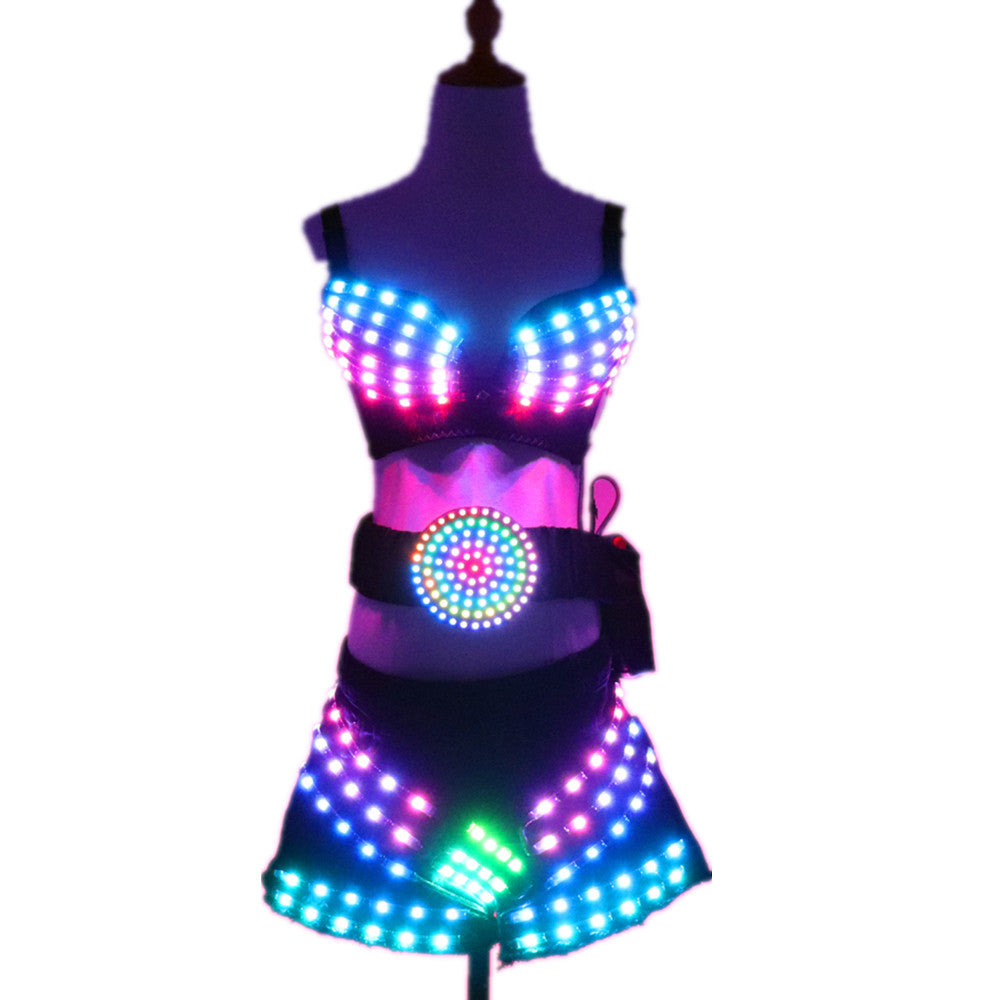 La ragazza sexy della gonna del partito della luce luminosa principale colore pieno ha condotto i costumi chiari