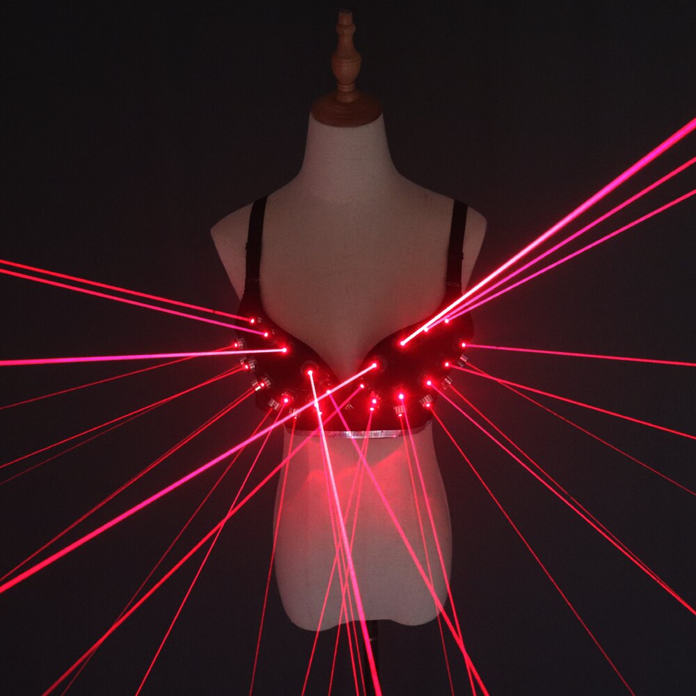 Fashion Red Laser Luminous Sexy Lady Bra Laser Show Stage Costumes for Singer Dancer Nightclub Performers