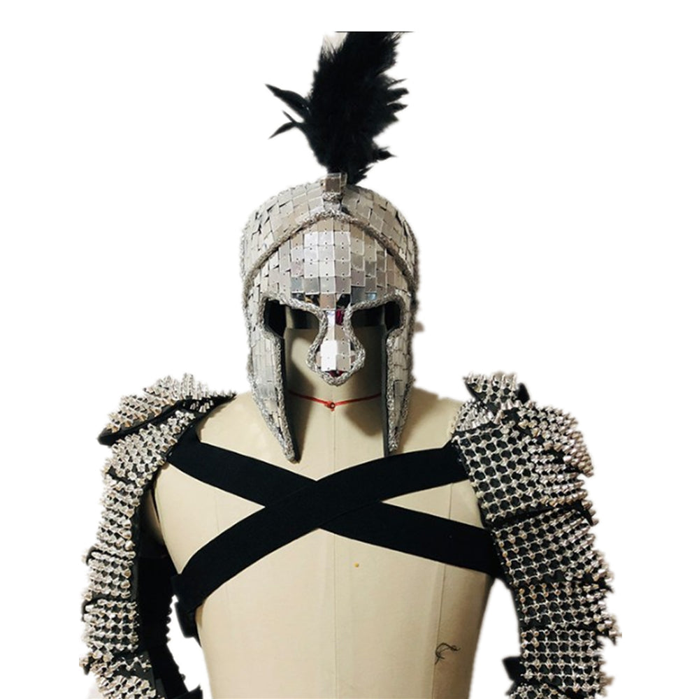 Festival Outfit Männer römischen Ritter Cosplay Kostüm GoGo Tänzer Kostüm Party Bühne handgemachte Spiegel Kostüm Nachtclub