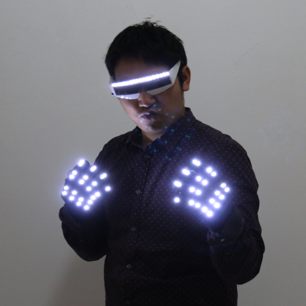 LED Gloves Flashing Skeleton Stage Props Flash Gloves for Holiday Party Events Shows